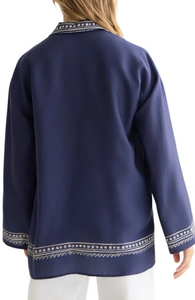 Scotch & Soda Relaxed Fit Mixed Print Button-up Shirt In Blue