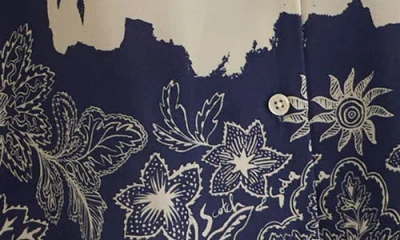 Scotch & Soda Relaxed Fit Mixed Print Button-up Shirt In Blue