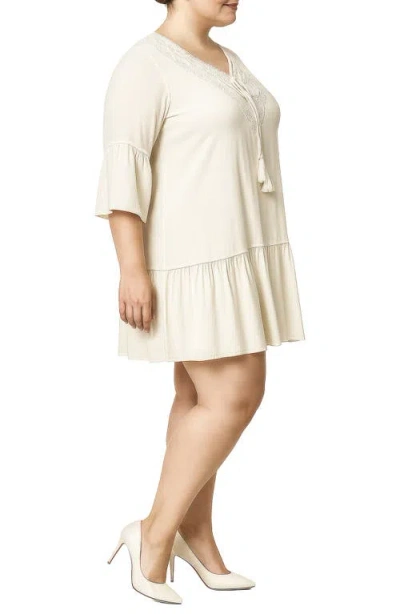 Standards & Practices Lace Trim Drop Waist Dress In White