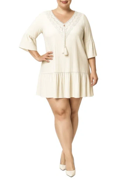 Standards & Practices Lace Trim Drop Waist Dress In White