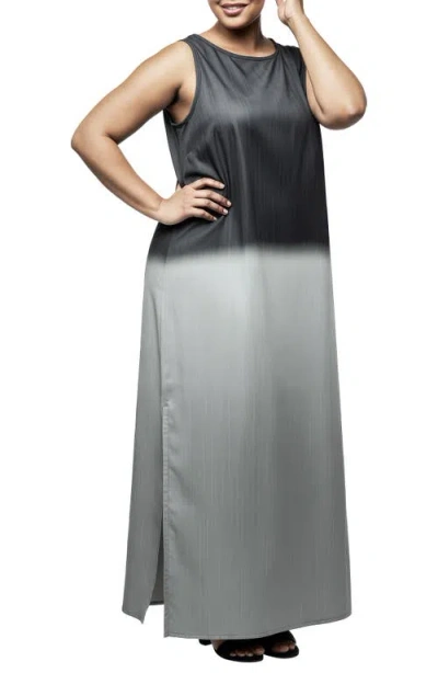 Standards & Practices Ombré Dip Dye Sleeveless Maxi Dress In Gray