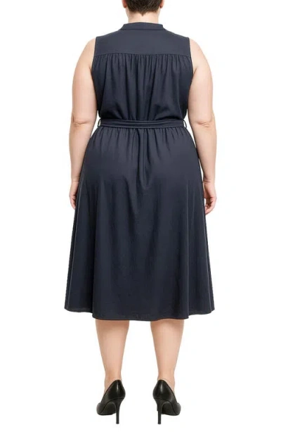 Standards & Practices Belted Sleeveless Cotton Shirtdress In Black