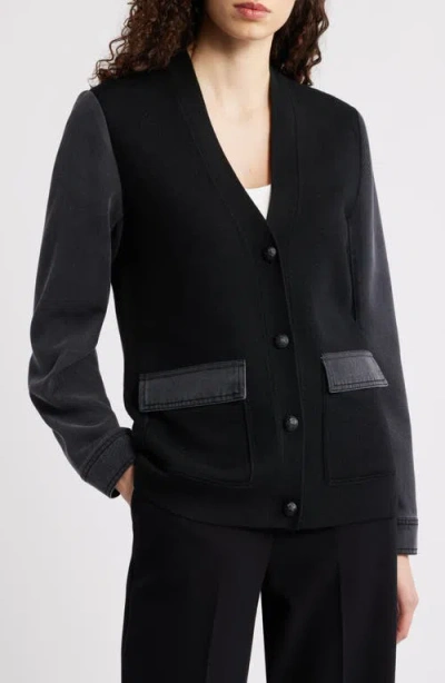Kobi Halperin Naomi Mixed Media Cardigan In Black