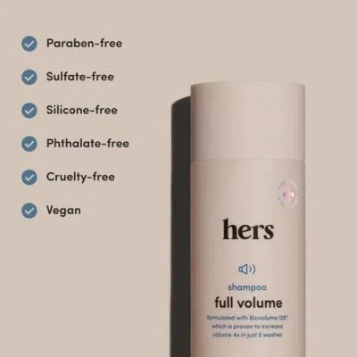Hims & Hers Full Volume Shampoo Volumizing, Shine Enhancing, Soft Cedar & Citron Formula In Neutral
