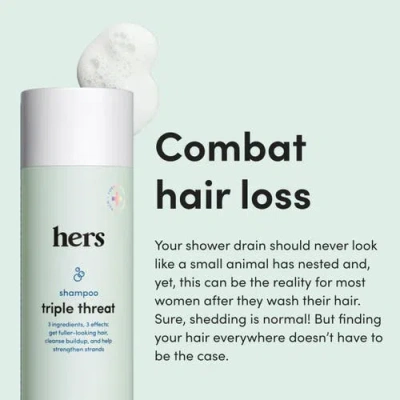 Hims & Hers Triple Threat Thickening Shampoo Strengthening, Volumizing, Biotin Enriched Formula In Blue