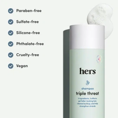 Hims & Hers Triple Threat Thickening Shampoo Strengthening, Volumizing, Biotin Enriched Formula In Blue