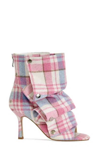 Azalea Wang Birdsong Open Toe Denim Bootie In Multi