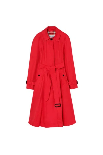 Burberry Long Gabardine Ellingham Fit-and-flare Car Coat In Red