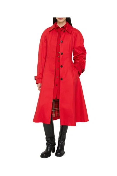 Burberry Long Gabardine Ellingham Fit-and-flare Car Coat In Red