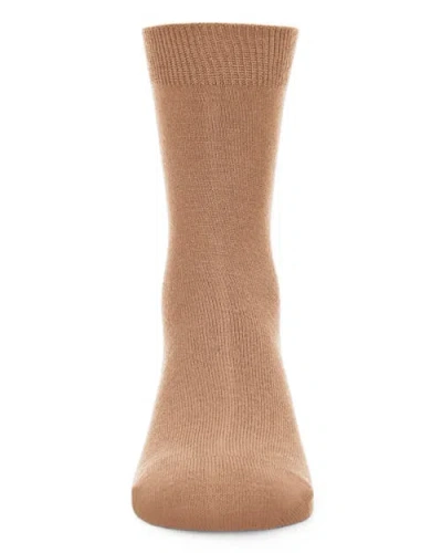 Memoi Kid's Basic Soft Rayon Crew Socks In Brown
