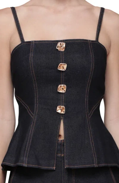 Avec Les Filles Hourglass Peplum Camisole In Black