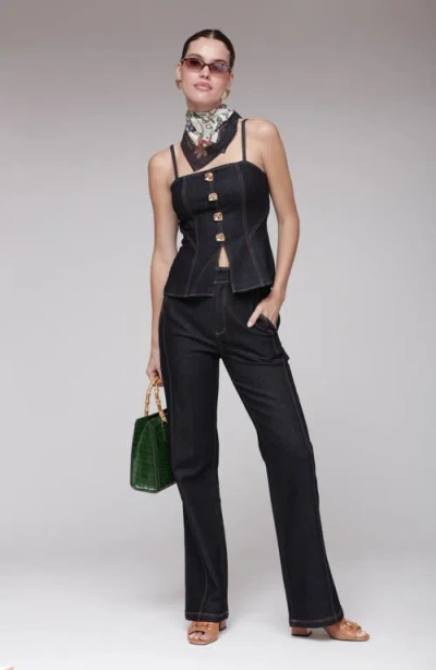 Avec Les Filles Hourglass Peplum Camisole In Black