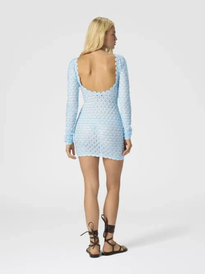 Missoni Womens Slim-fit Long-sleeves Knitted Mini Dress Light Blue In Blue