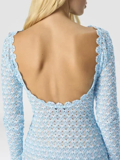 Missoni Womens Slim-fit Long-sleeves Knitted Mini Dress Light Blue In Blue