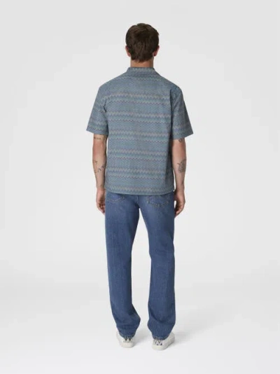 Missoni Bowling Shirt With Zigzag Pattern In Blue
