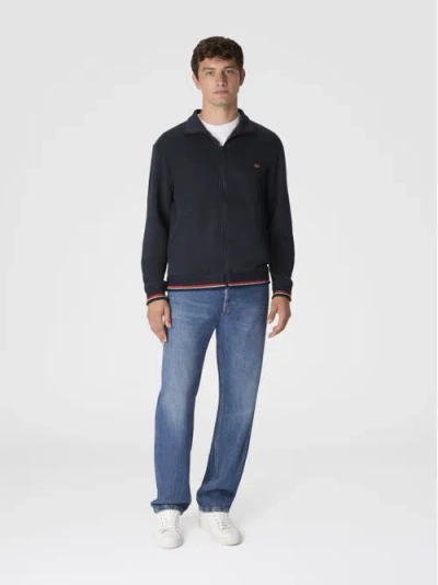 Missoni Zip-up High-neck Sweatshirt With Knit Embroidery And Logo In Black