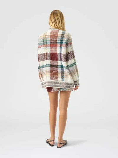 Missoni Oversized Buttoned Cardigan With Check Pattern In Burgundy