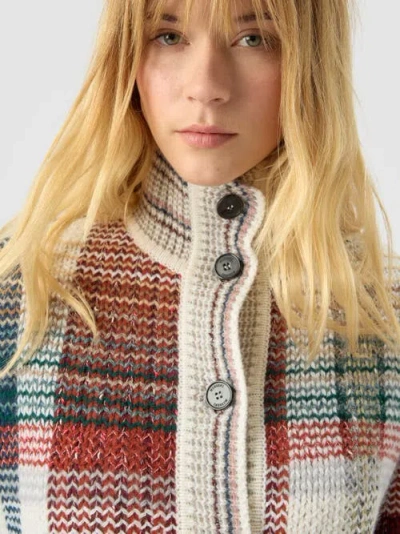 Missoni Oversized Buttoned Cardigan With Check Pattern In Burgundy