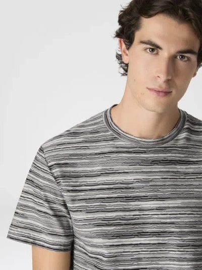 Missoni T-shirt With Flame And Zigzag Pattern In Gray