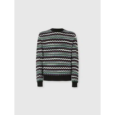 Missoni Crew Neck Sweater With Zigzag Pattern In Multi