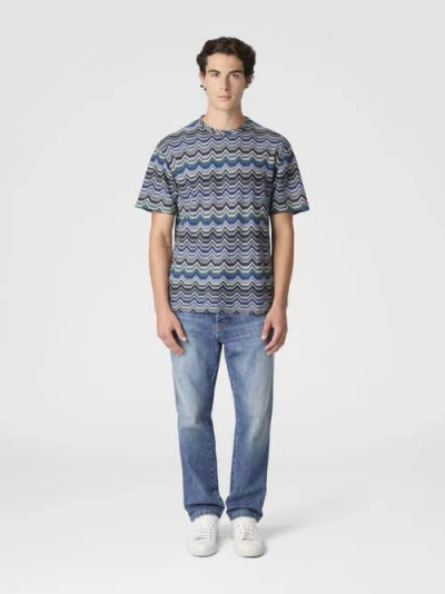 Missoni Crew Neck T-shirt With Geometric Zigzag In Multi