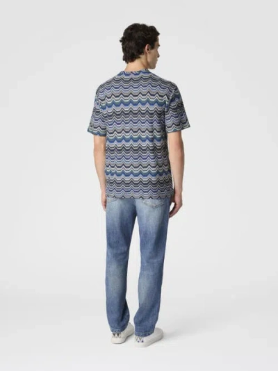 Missoni Crew Neck T-shirt With Geometric Zigzag In Multi