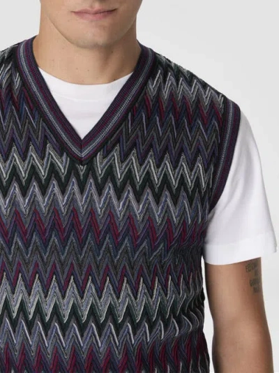 Missoni Chevron-pattern V-neck Sweater Vest In Multi