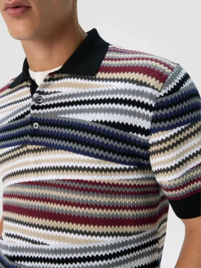 Missoni Short Sleeve Polo With Buttons And Striped Zigzag Pattern In Multi