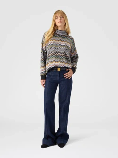 Missoni Oversized High-neck Sweater With Chevron Pattern In Multi