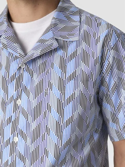 Missoni Bowling Shirt With Zigzag Pattern In Blue