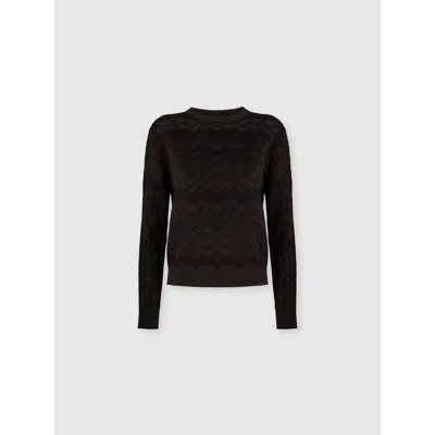 Missoni Crew Neck Sweater With Chevron Pattern In Brown