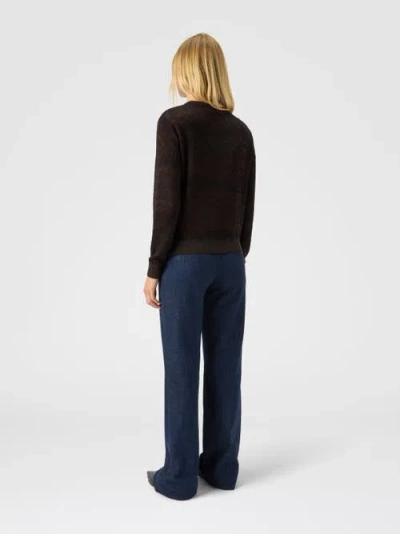 Missoni Crew Neck Sweater With Chevron Pattern In Brown