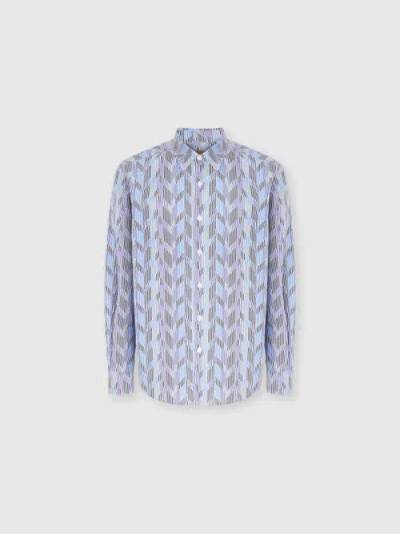 Missoni Poplin Cotton Shirt With Zigzag Pattern In Blue