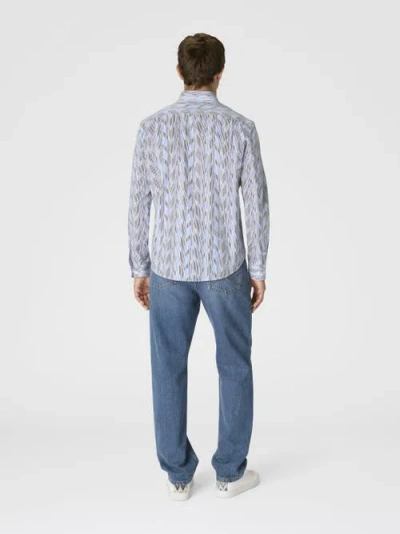Missoni Poplin Cotton Shirt With Zigzag Pattern In Blue