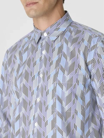 Missoni Poplin Cotton Shirt With Zigzag Pattern In Blue