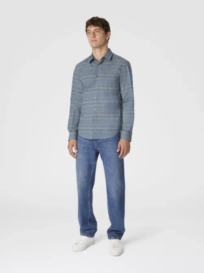 Missoni Poplin Cotton Shirt With Zigzag Pattern In Blue