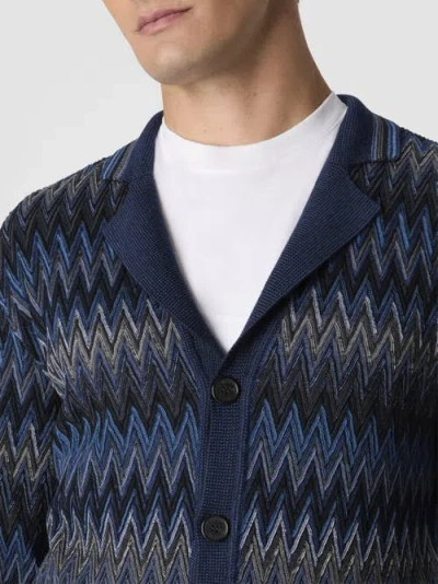 Missoni Cardigan Aus Reiner Wolle Mit Zickzackmuster In Blue