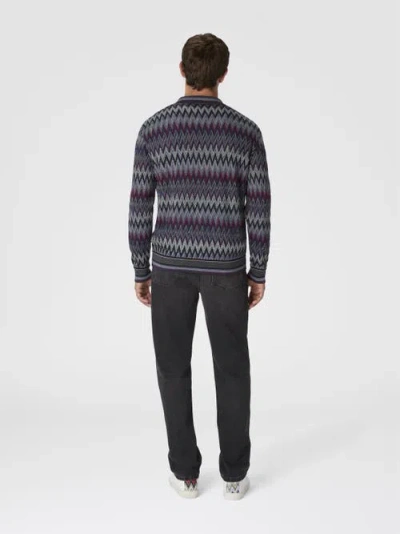 Missoni Zigzag Cardigan In Pure Wool In Gray