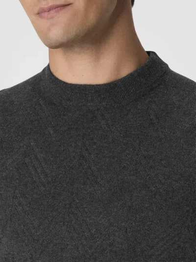 Missoni Crew Neck Sweater In Pure Cashmere With Chevron Pattern In Gray