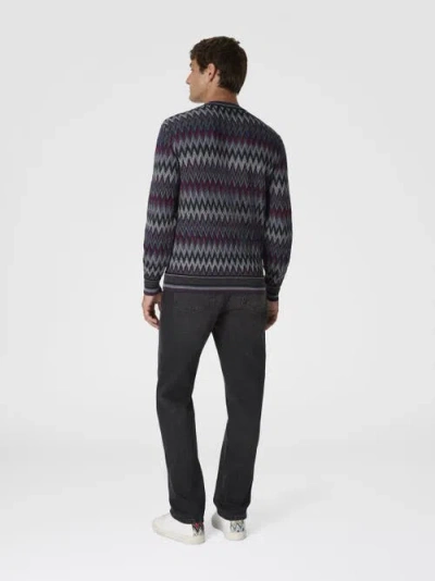 Missoni Crew Neck Sweater With 3d Zigzag Pattern In Multi