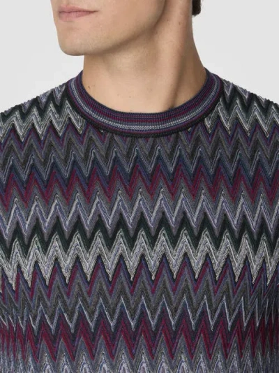 Missoni Crew Neck Sweater With 3d Zigzag Pattern In Multi
