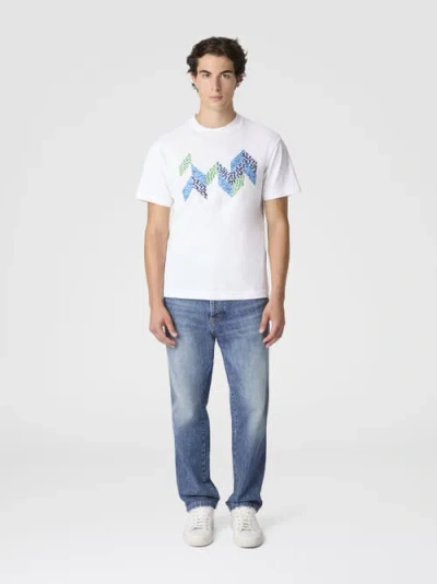 Missoni Short Sleeve T-shirt With Flame Zigzag Insert And Logo In White