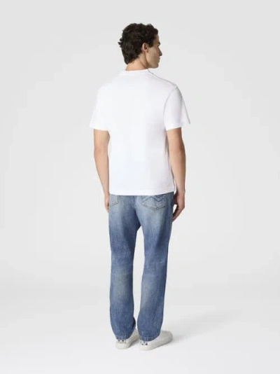 Missoni Short Sleeve T-shirt With Flame Zigzag Insert And Logo In White