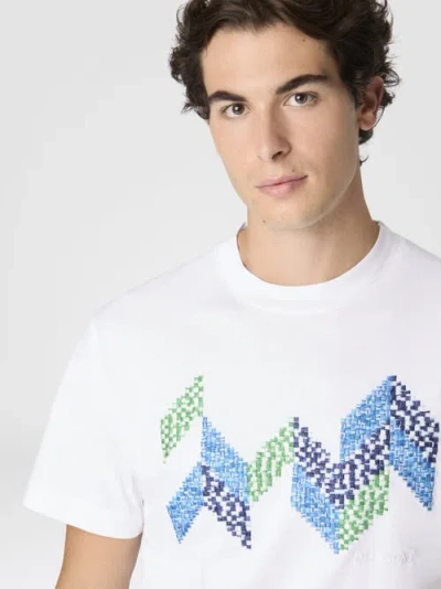Missoni Short Sleeve T-shirt With Flame Zigzag Insert And Logo In White
