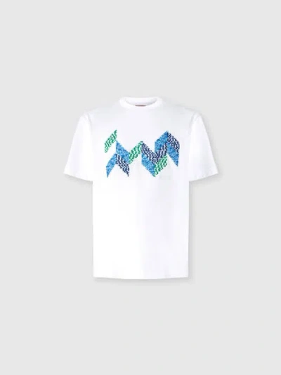 Missoni Short Sleeve T-shirt With Flame Zigzag Insert And Logo In White