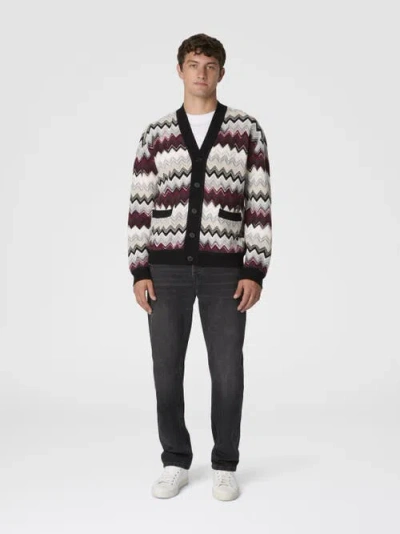 Missoni The Cardigan In Wool And Cotton With Zigzag In Multi