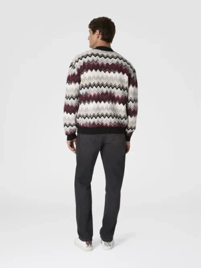 Missoni The Cardigan In Wool And Cotton With Zigzag In Multi