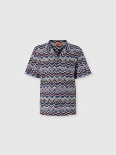 Missoni Bowling Shirt With Geometric Zigzag In Multi