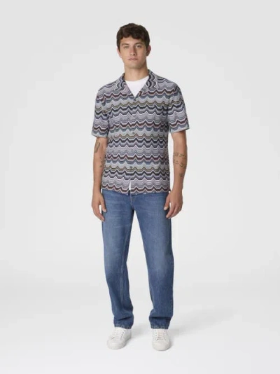 Missoni Bowling Shirt With Geometric Zigzag In Multi