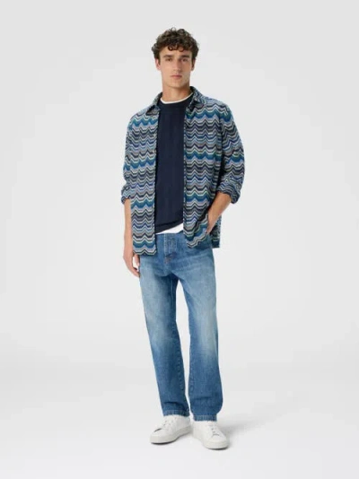 Missoni Long Sleeve Shirt With Geometric Zigzag In Blue